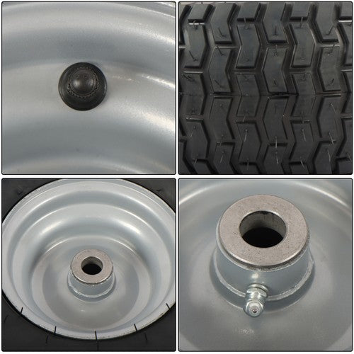 Solid Spare 15x6.00-6 Rubber Lawn Mower Tire and Wheel, 2 Pcs Replacement 3.4' shaft hole
