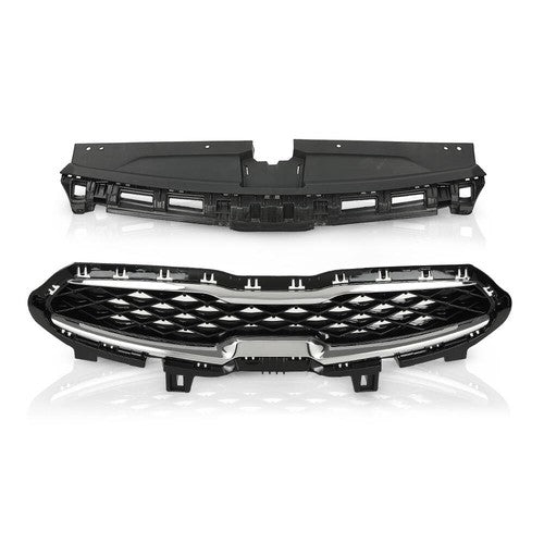 Solid Spare Front Upper Grille+Radiator Sight Cover Assembly Fit For 2019-2021 Kia Forte