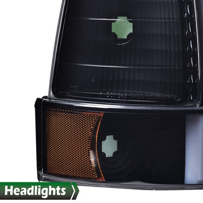 Solid Spare LED DRL Smoke/Black Headlights Bumper Lamps New Fit For 92-96 Ford F-150 Bronco