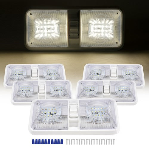 Solid Spare 5x RV LED 12V Double Dome switched Light Ceiling Fixture Camper Trailer Marine