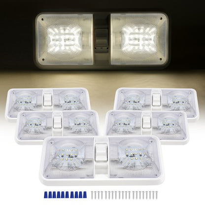 Solid Spare 5x RV LED 12V Double Dome switched Light Ceiling Fixture Camper Trailer Marine