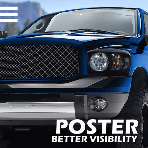 Solid Spare Fit For 06-09 Dodge Ram 1500 2500 3500 Smoke Black Headlights Headlamps