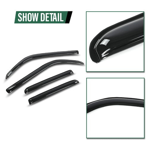 Solid Spare In-Channel Rain Guards Window Vent Visors Shade Fit For 10-24 Toyota 4Runner