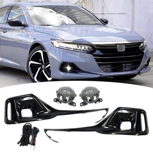 Solid Spare For 2021 2022 Honda Accord Front Bumper LED Fog Lights Lamps LH RH w/Cover
