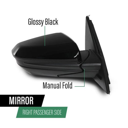 Solid Spare Fit For 16-21 Honda Civic LX DX 3 Pin Manual Fold Power Mirror Passenger Side