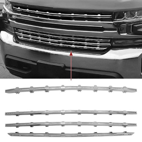 Solid Spare Snap-On Chrome Grille Trim Molding Covers For 19-21 Chevy Silverado 1500 LT RST