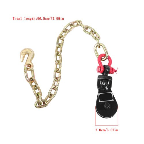 Solid Spare 2 Pcs Chained Pulley 2 Ton G70 Snatch Block 2 FT Tow Chain for 3/8" Wire Rope