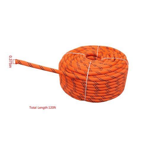 Solid Spare 3/8in X 120ft 48 Stranded Braided Rope Orange & Black 3430 Pounds