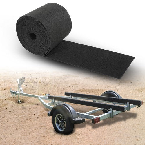 Solid Spare 12" x 75' Ribbed Bunk Carpet / Marine Boat Trailer Runners / Outdoor - Black