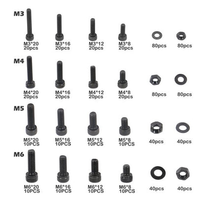 Solid Spare 720PCS M3 M4 M5 M6 bolt and nut combination kit surface oxidation Alloy steel