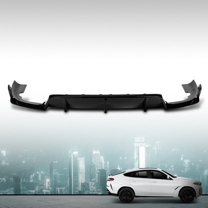 Solid Spare Rear Bumper Lip Diffuser Gloss Black Fit For 2020-2024 BMW G06 X6 M Sport