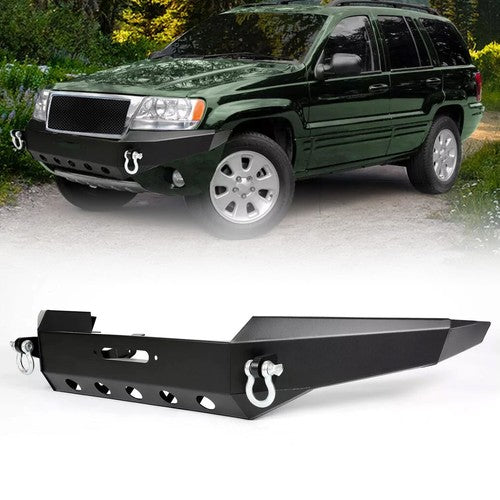 Solid Spare For Jeep Grand Cherokee WJ 1999-2004 Steel Black Front Bumper w/ D-Rings