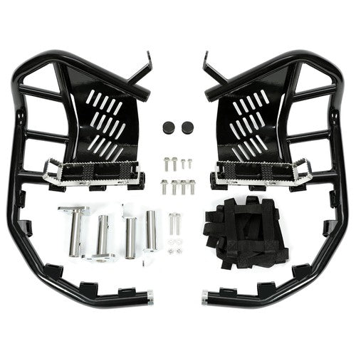Solid Spare Nerf Bars For Kawasaki KFX 700 Pro Peg Heel Guards Steel Side Step Bar BLK Nets