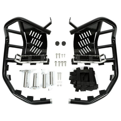 Solid Spare Nerf Bars For Kawasaki KFX 700 Pro Peg Heel Guards Steel Side Step Bar BLK Nets
