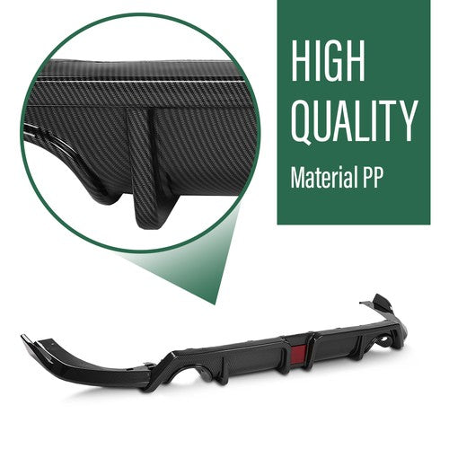 Solid Spare Fit For 16-21 Honda Civic Carbon Look Rear Lip Diffuser Body Kit w/ LED Light