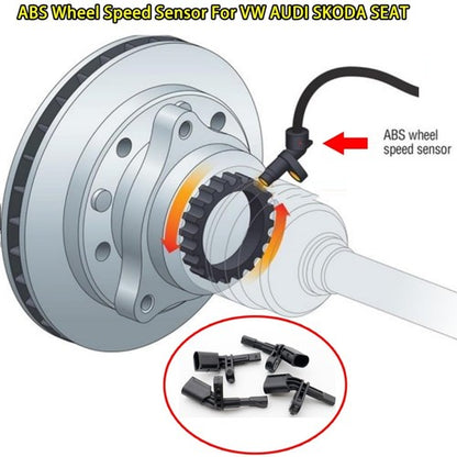 Fits for Audi & Volkswagen Set 4 ABS Wheel Speed Sensor Front Rear Left & Right