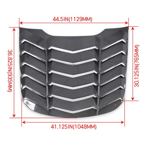 Solid Spare Fits 2015-2023 Ford Mustang Rear Window Louver Cover Sun Shade Carbon Fiber