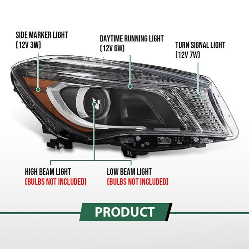 Solid Spare Xenon Headlight Right Side Fit For 2014-2016 Mercedes-Benz CLA-Class CLA250