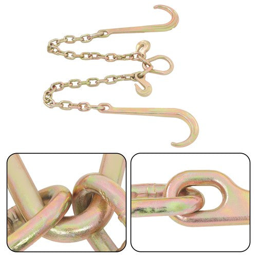Solid Spare Working Load 7100lbs Double Limb Hook Chain 3/8in*2ft G80 Chain 15IN J Hooks