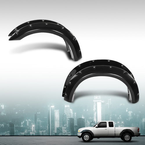Solid Spare 4pcs Pocket Rivet Bolt On Fender Flares Smooth Black Fit For 93-11 Ford Ranger