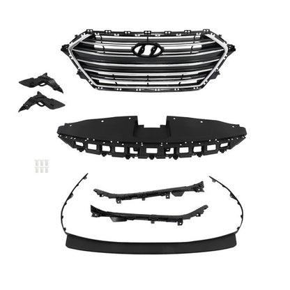 Solid Spare For Hyundai Elantra 2017 2018 Grille Radiator Cover Bumper Lid Set 7pcs Plastic