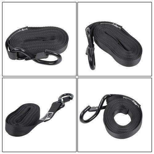 Solid Spare 4 Pack Steel Ratchet Strap Black Fracture Strength 2200lbs 1in*15ft S Hooks
