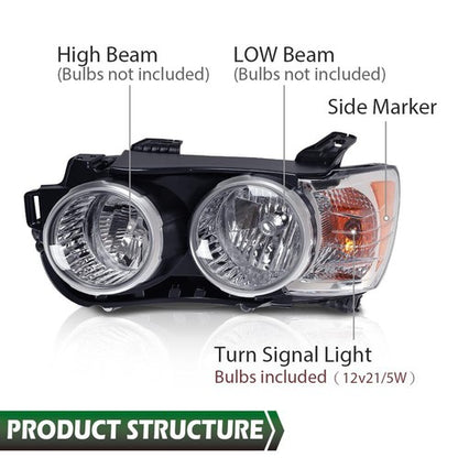 Solid Spare Fit For 12-16 Chevrolet Sonic Chrome Bezel Headlight Lamp Left Driver Side