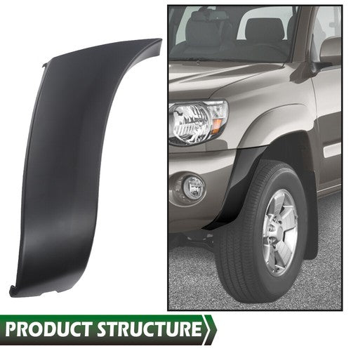 Solid Spare Fit For 2005-2011 Toyota Tacoma Black Front Bumper End Cap Left Side