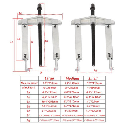 Solid Spare 3 in 1 Gear Puller Set 2 Jaw Bearing Flywheel Puller Removal Tool Kit 9-Piece
