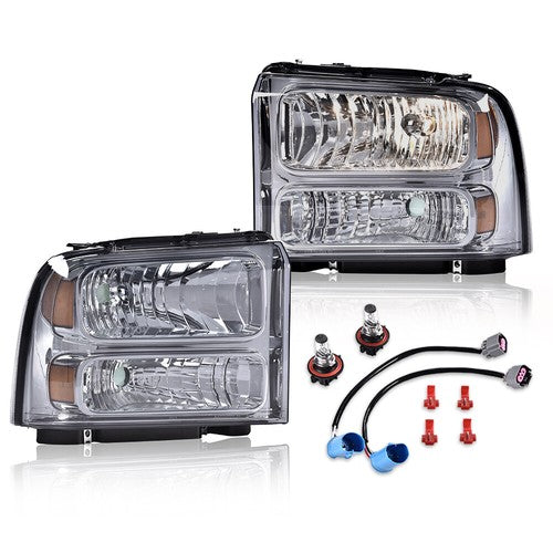Solid Spare Fit For 99-04 Ford F250 F350 Super Duty Excursion Smoke Conversion Headlights