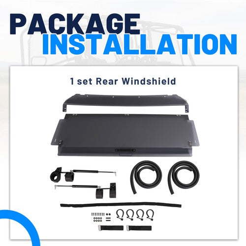 Solid Spare Rear Smoke Windshield For Honda Pioneer 1000-5 2016+ 2017 18 UTV w/ install kit