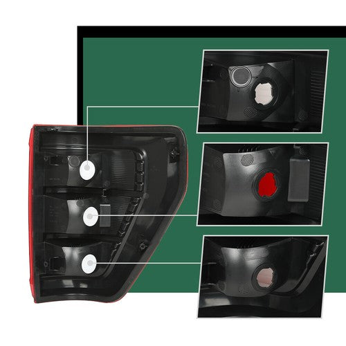 Solid Spare Fit For 2021-223 Ford F150 XL w/o Blind Spot TaiL Lights Brake Lamps Left+Right