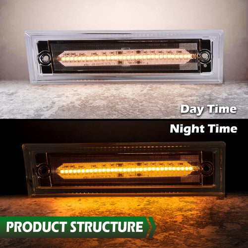 Solid Spare Front Side Marker Light Fit For 1981-1991 C10/C20/C30 GMC Clear Lens Amber LED