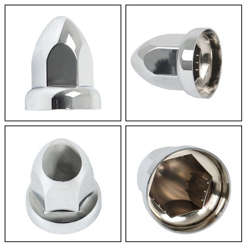 Solid Spare 33mm Chrome Lug Nut Covers ABS Plastic Push on Bullet for Semi Truck (20)