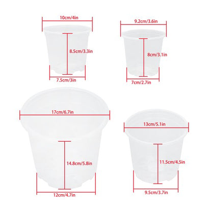 Solid Spare 36-Pack 6.7/5/4/3.5 Inch Reinforced Clear Nursery Pots Plastic Plant Flower Pots