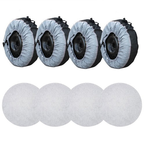 Solid Spare Car Cover 4Pcs New W/ Handheld Tyre Cases+Tyre Bags For Gray 420D And Black 600D