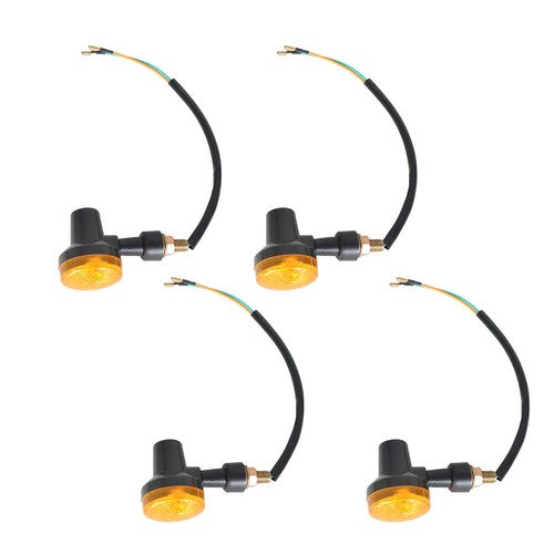 Solid Spare For Yamaha Kawasaki Honda 4X Motorcycle Turn Signals Blinker Light Black Amber