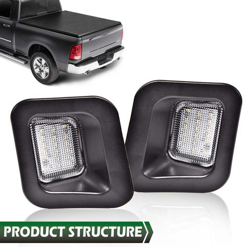 Solid Spare LED Rear Bumper License Plate Lights Fit For 2003-2018 Dodge Ram 1500 2500 3500