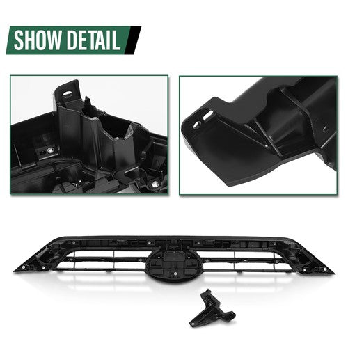 Solid Spare Front Bumper Upper Grille w/ Chrome Trim Fit For 2021-2024 Toyota 4Runner