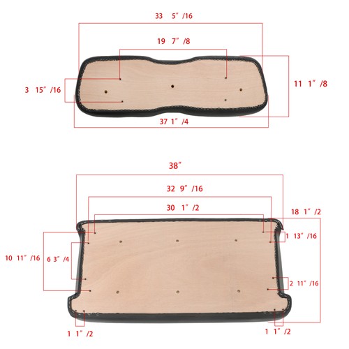 Solid Spare For Club Car DS 2000.5-Up Golf Cart Front Seat Lean Back and Bottom Cushion Set