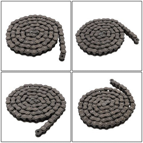 Solid Spare #100 Roller Chain - 10 Feet + 2 Free Connecting Links - Carbon Steel Chain