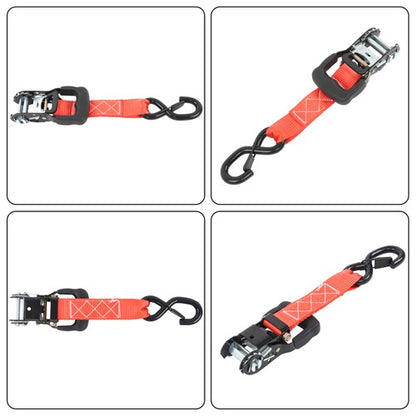 Solid Spare 4-Pack 1.6"x15' Red Ratchet Straps Kit 5,208lb Break Strength w/ Safety S Hooks