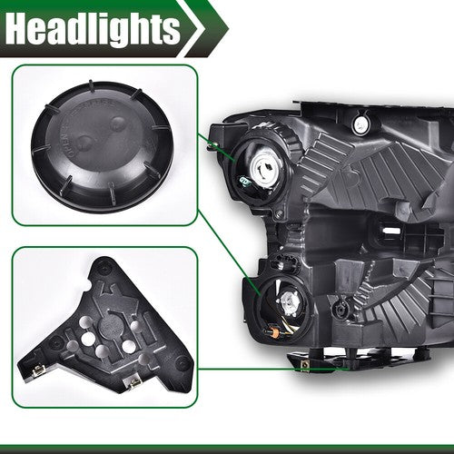 Solid Spare Fit For 15-17 Ford F-150 Chrome Housing Clear Corner Headlights Headlamps LH RH