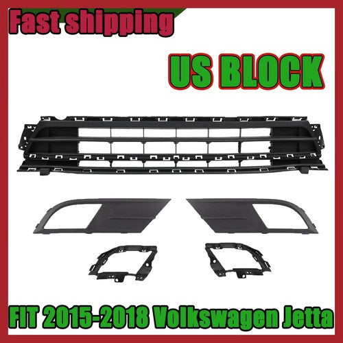 For 2015 2016 2017 2018 Jetta Front Lower Grille Fog Light & Bezels & Brackets