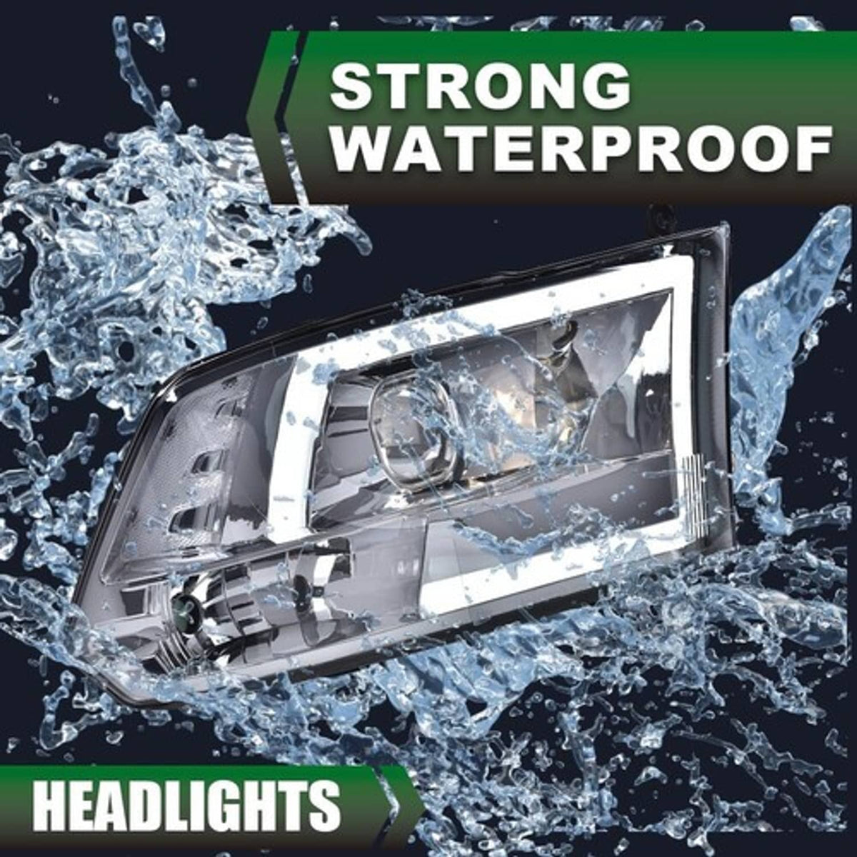 Solid Spare Smoke Lens LED DRL Projector Headlights Fit For 09-18 Dodge Ram 1500 2500 3500