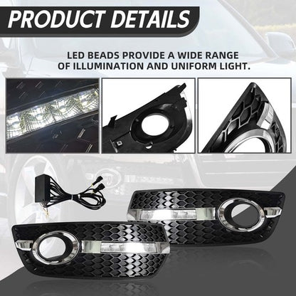 LED DRL Fog Lights Bezel Cover Lamp w/Wire harness switch For 2009-2012 Audi Q5