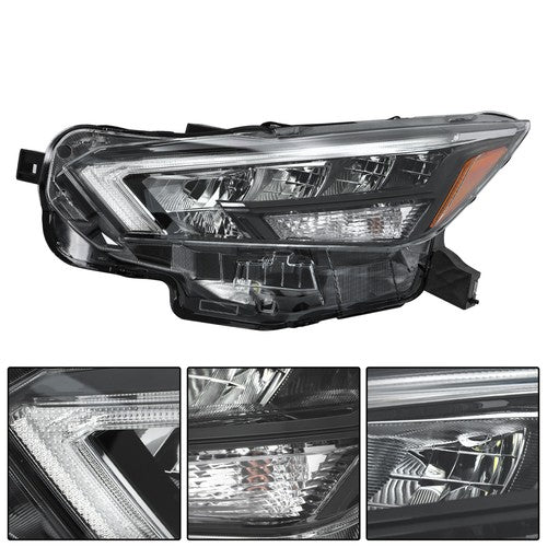 Solid Spare Chrome For Nissan Versa 2020-2021 LH/Driver Headlight Headlamp Clear Lens LED