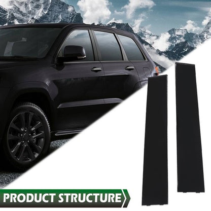 Solid Spare Fit For 2011-2019 Jeep Grand Cherokee Rear Door B Pillar Window Trim Black 2pcs