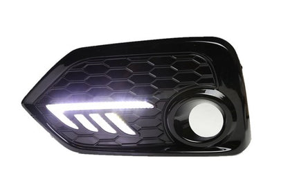For 2016-2018 Honda Civic Si LED DRL Fog Lights Cover&Chrome Grille Grill