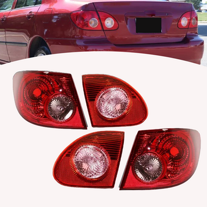 4PCS Rear Tail Lights Lamp Clear & Red Lens For 2003 04 2005-2008 Toyota Corolla